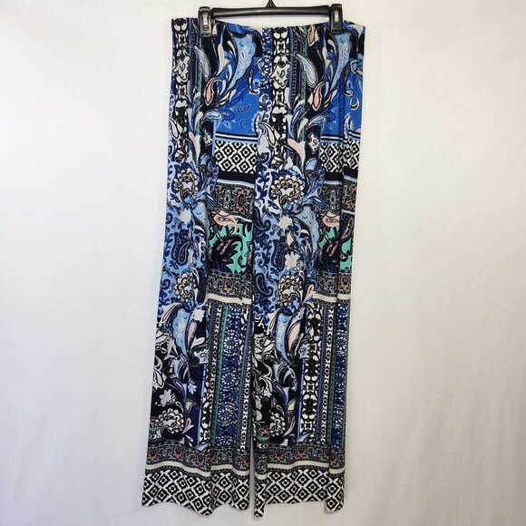 Chicos Women 1/8-M Paisley Floral Artisan Pull On Wide Leg Palazzo Pants Boho - Picture 7 of 11